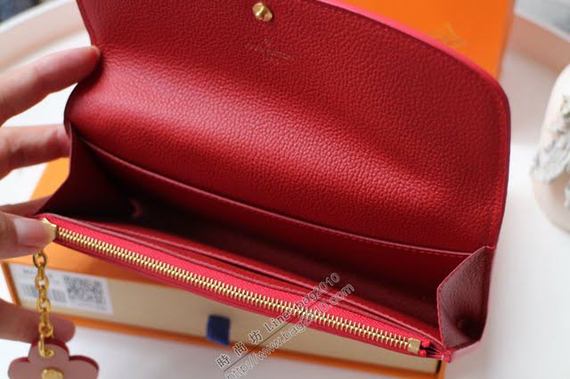 lv錢包 限量版EMILIE全皮系列 M63918 Emilie錢夾 粉色 lv翻蓋女款長錢包  lvqb1802